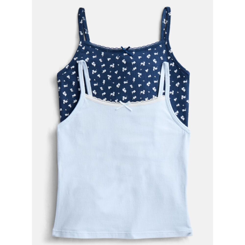 Weekend Academy Girls 2Pk Cotton Lace Trim Cami Tops XL